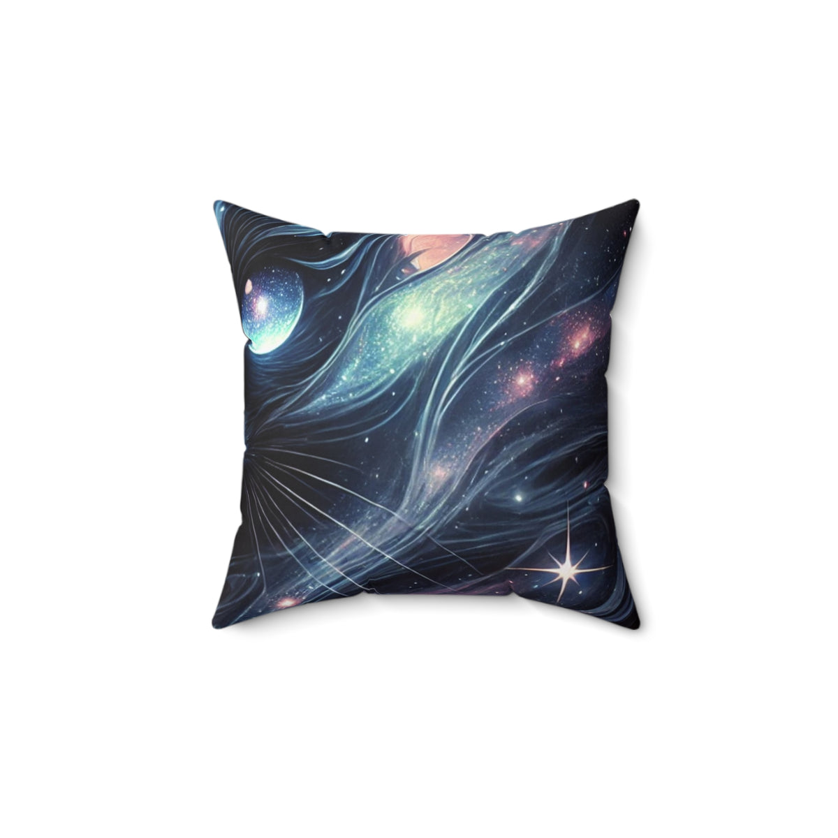 Cosmic Black Cat Galaxy Celestial Decorative Pillow