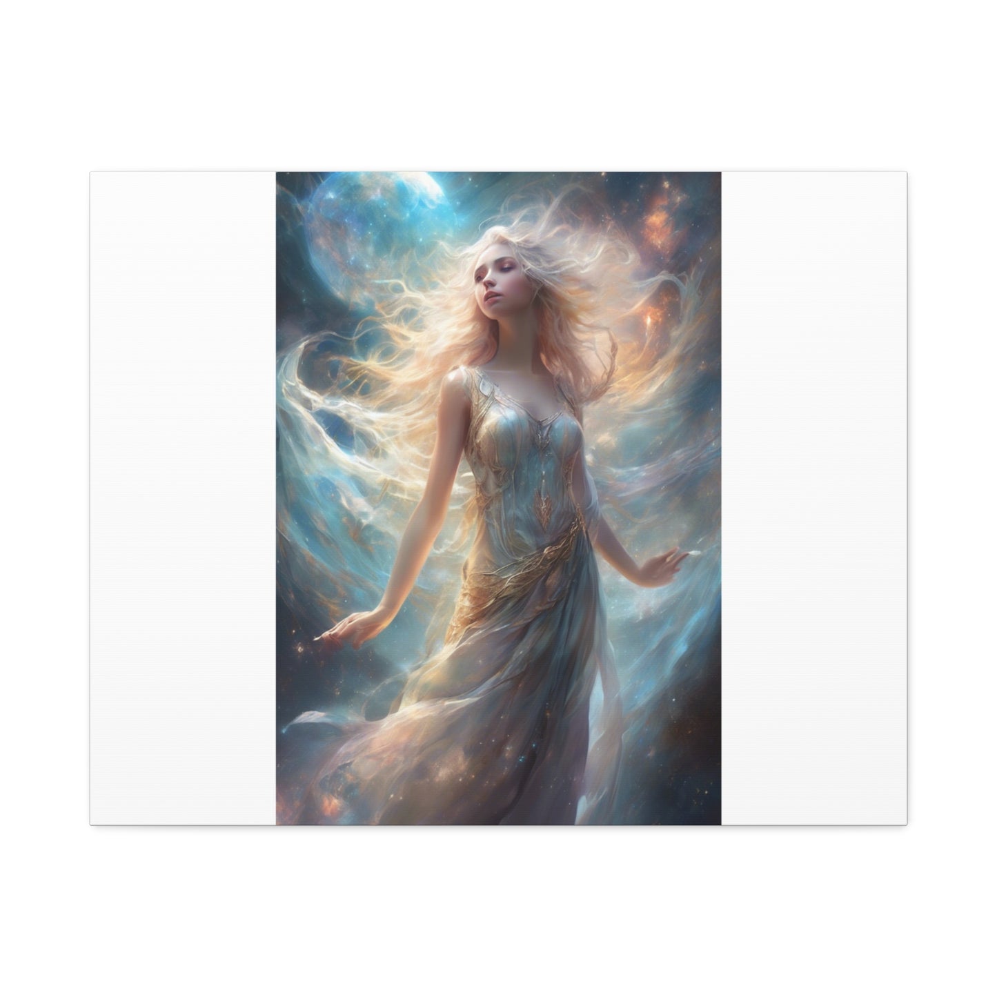 Moonlit Celestial Maiden Fantasy Portrait Canvas