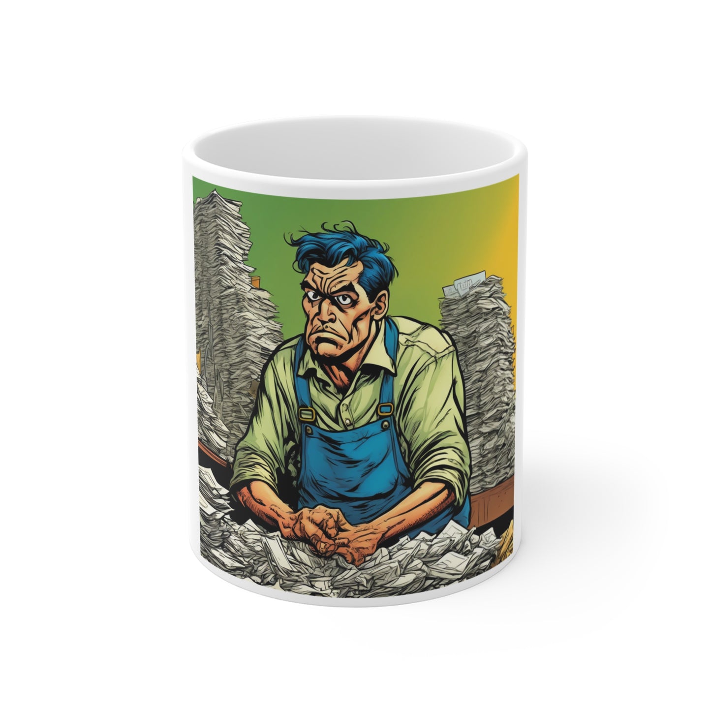 Paperwork Chaos Desk Worker Funny Office Art Coffee Mug