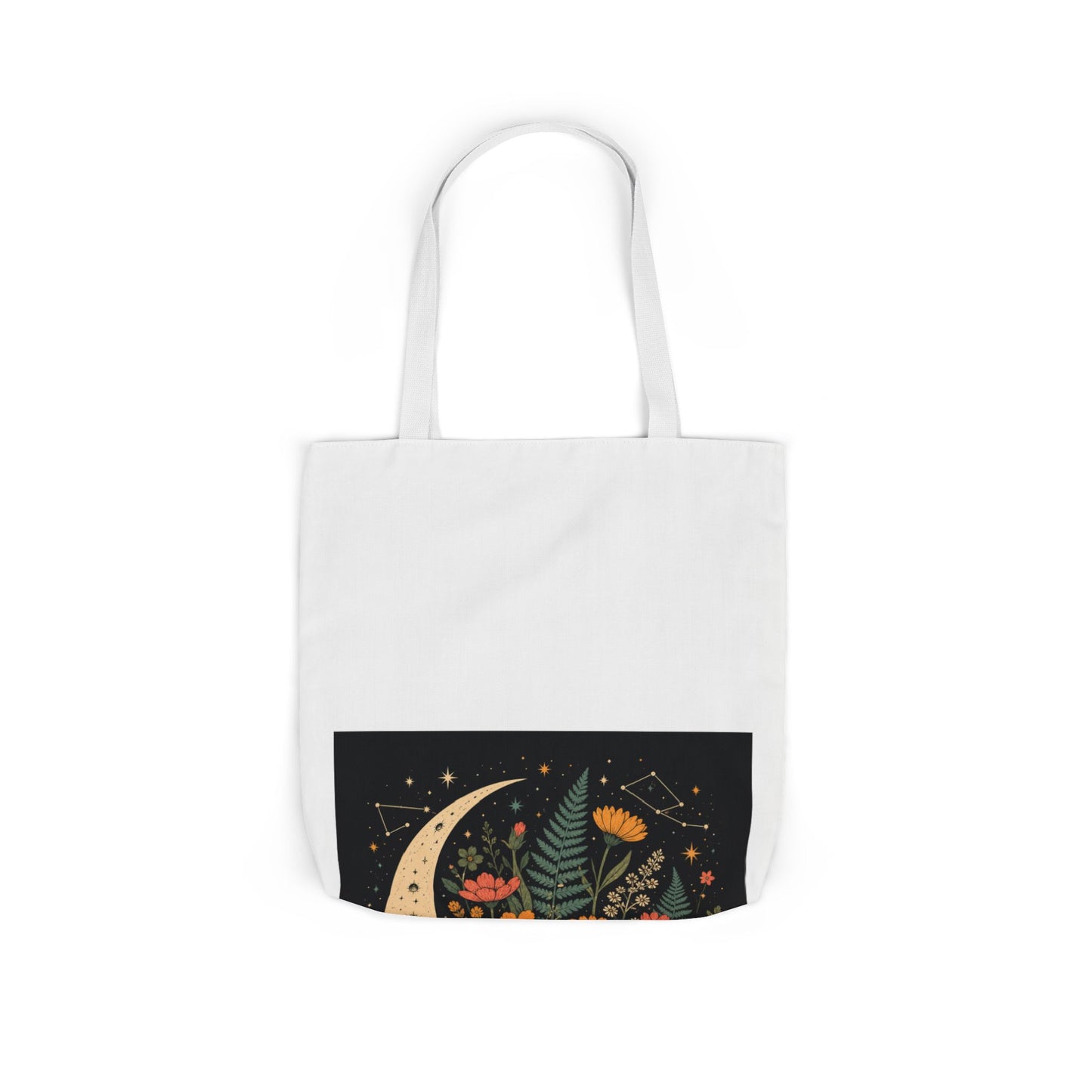Celestial Wildflower Crescent Moon Botanical Tote Bag