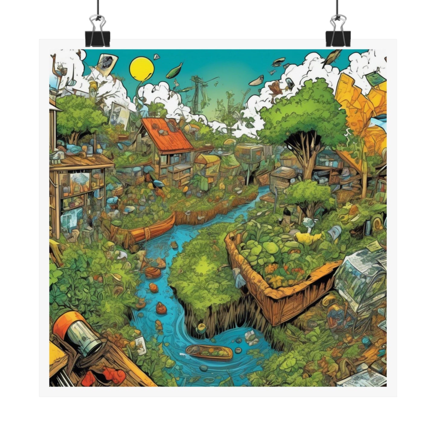 Whimsical Garden Stream Nature Gift Art Poster