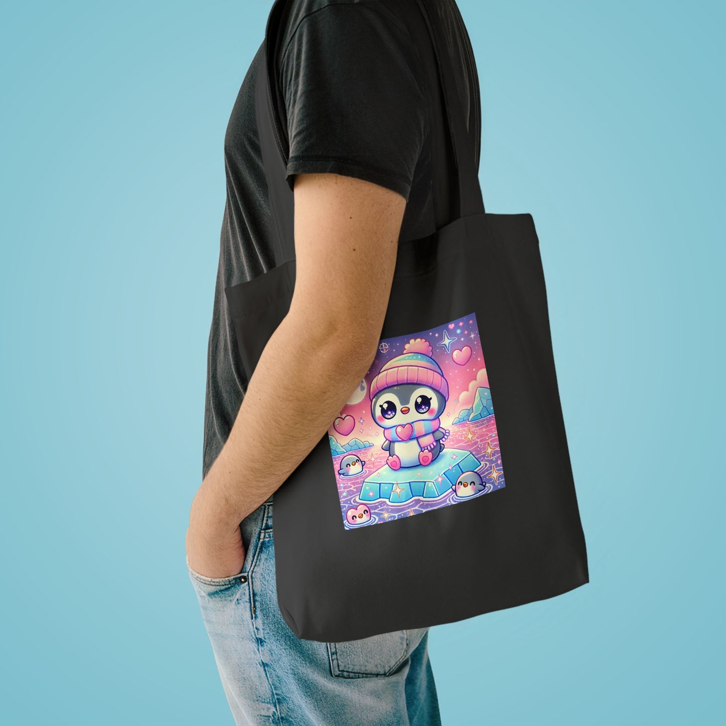 Cute Winter Penguin Ice Floe Kawaii Art Tote Bag