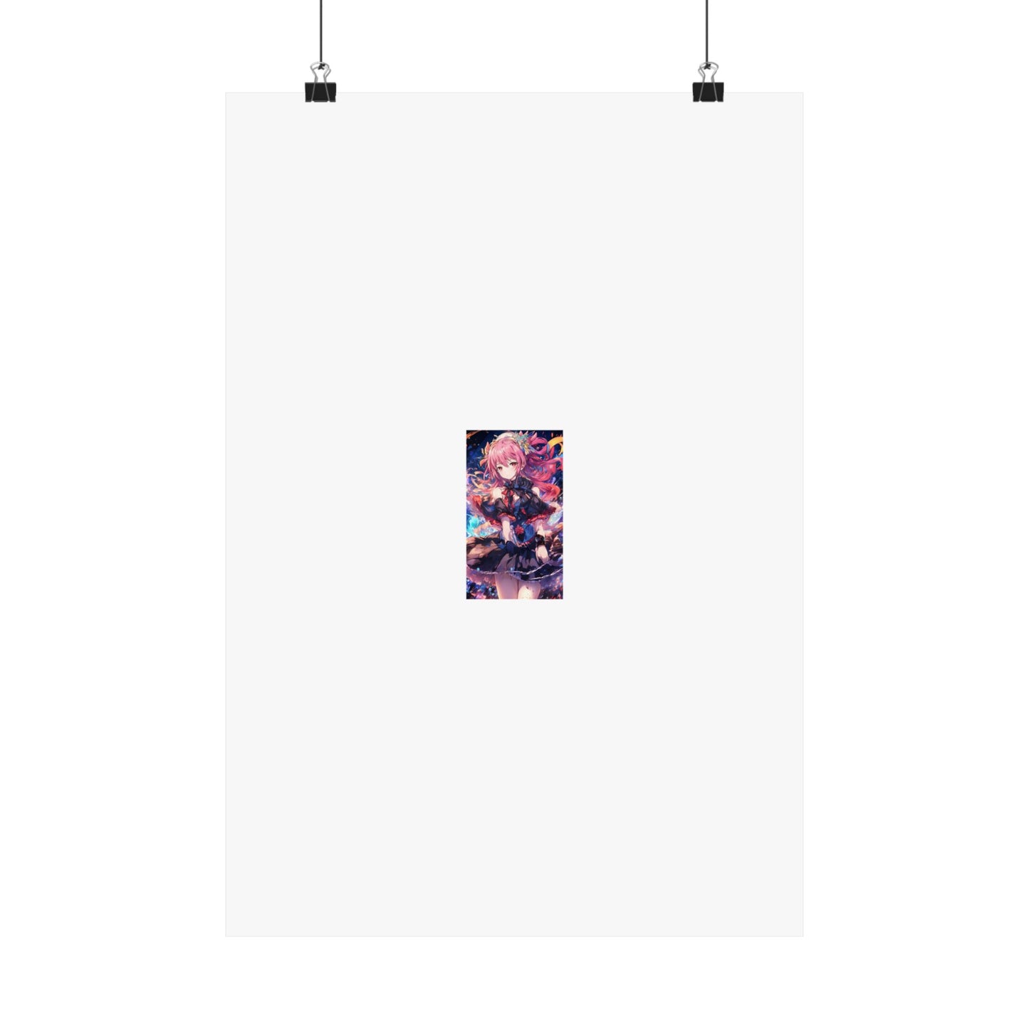 Pink Haired Fantasy Heroine Anime Portrait Poster Art