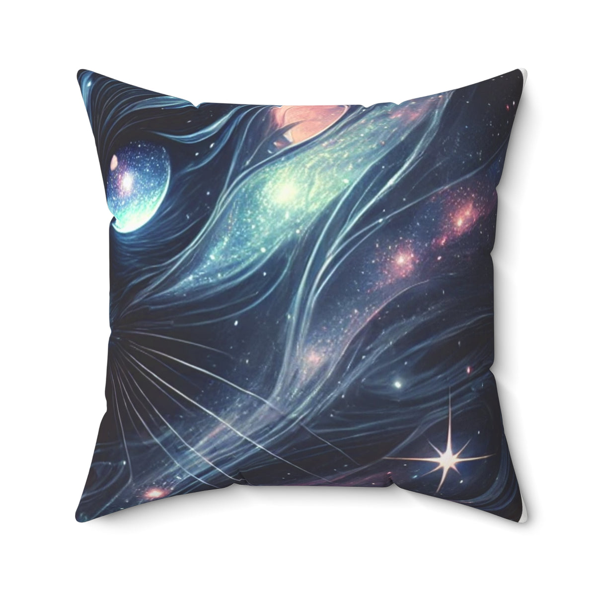 Cosmic Black Cat Galaxy Celestial Decorative Pillow