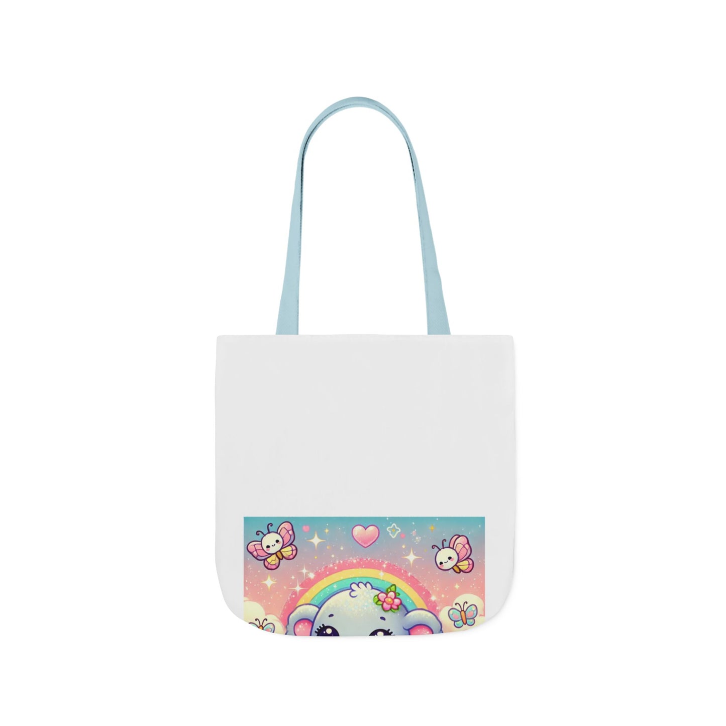 Pastel Rainbow Baby Elephant Floral Canvas Tote Bag