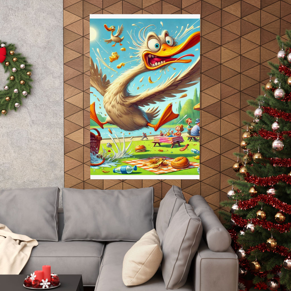 Chaotic Picnic Duck Funny Summer Wall Art Poster