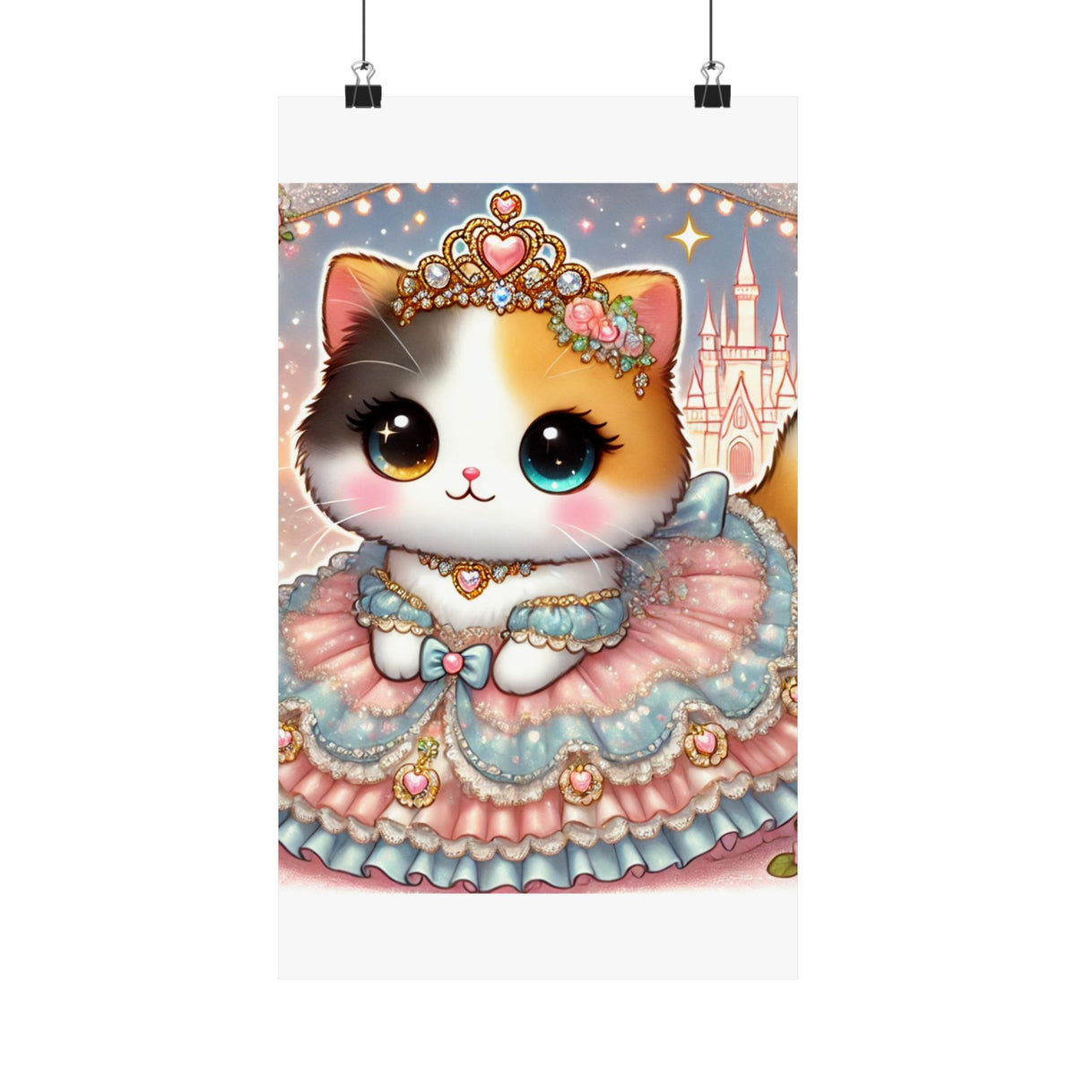 Pastel Princess Calico Cat Fantasy Wall Art Poster