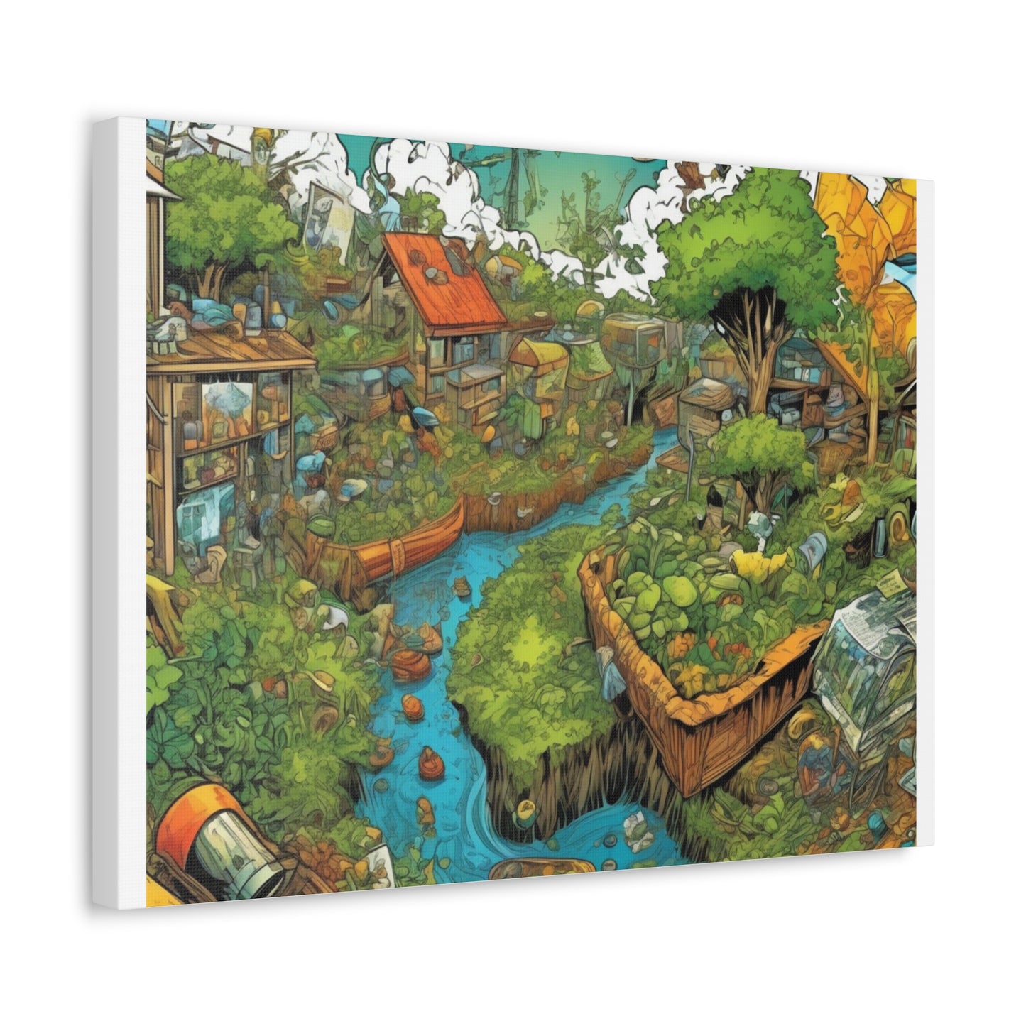 Whimsical Garden Stream Nature Gift Art Canvas