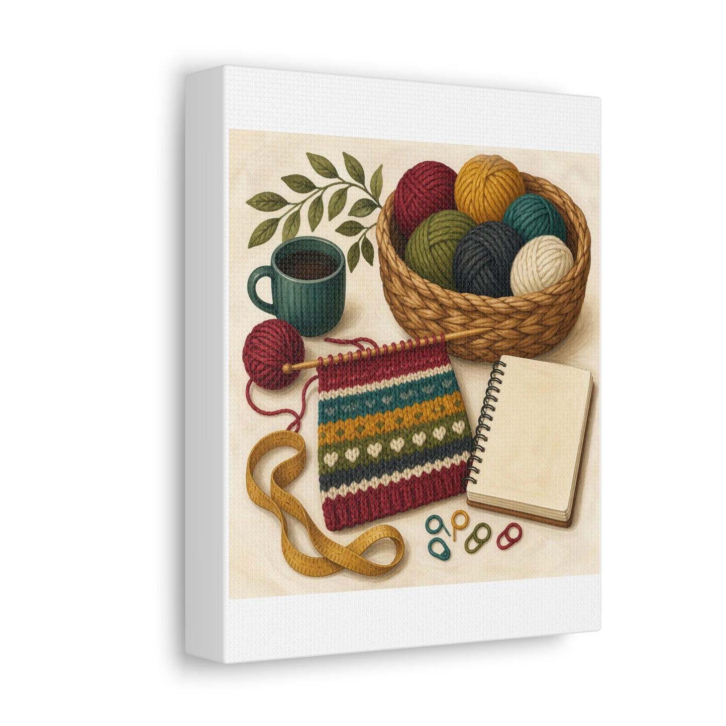 Cozy Knitting and Yarn Hobby Art Canvas Art