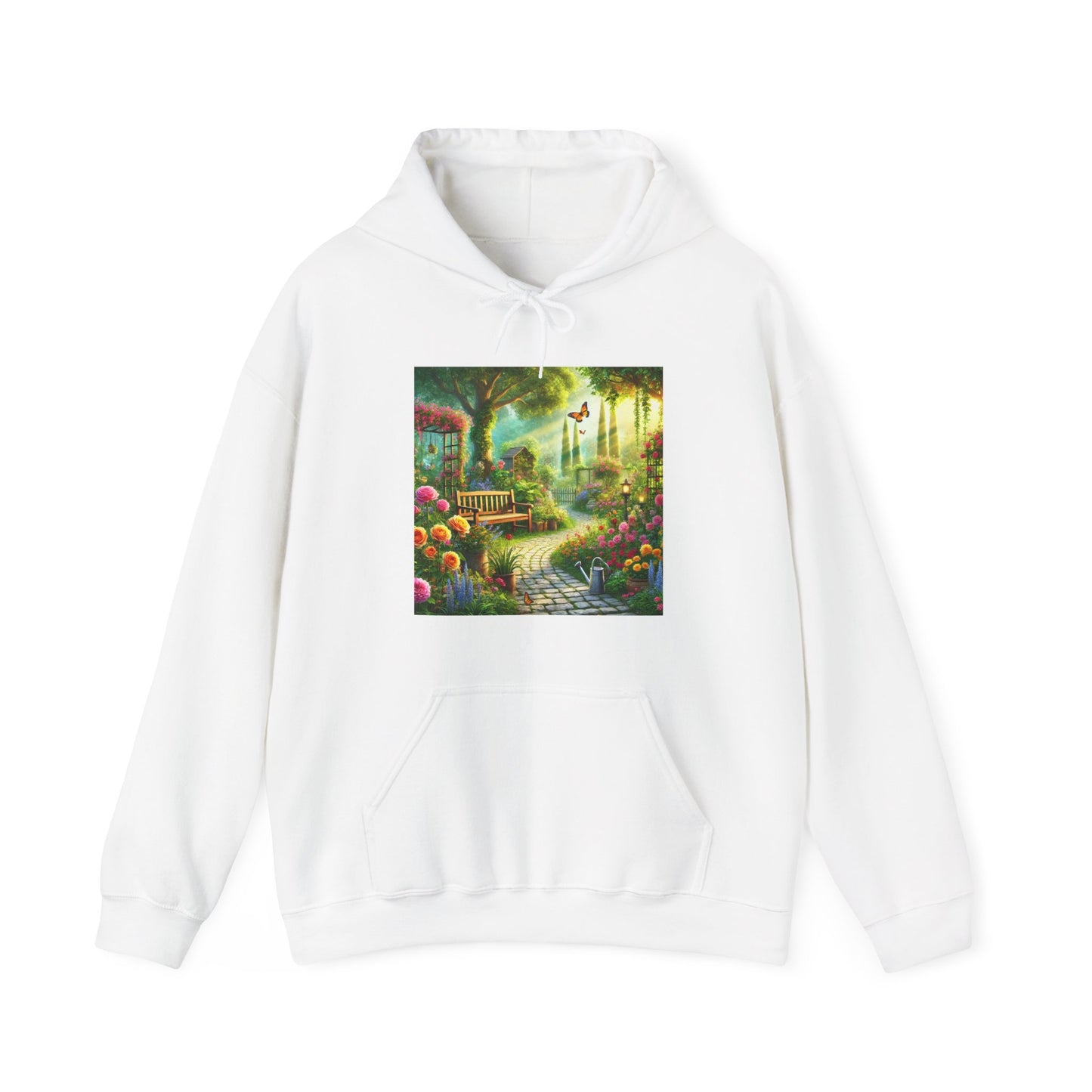 Sunlit Spring Flower Garden Bench Hoodie