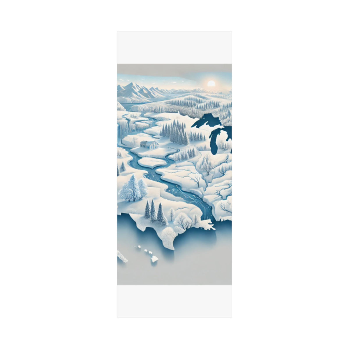 Winter USA Dreamscape Snowy Map Poster Wall Art Decor