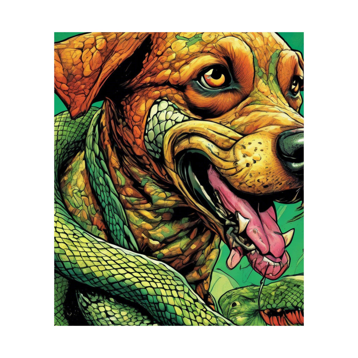 Serpent Guardian Dog Bold Fantasy Creature Art Poster