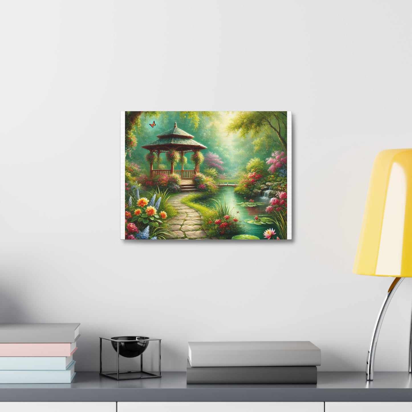 Spring Garden Gazebo Floral Landscape Canvas