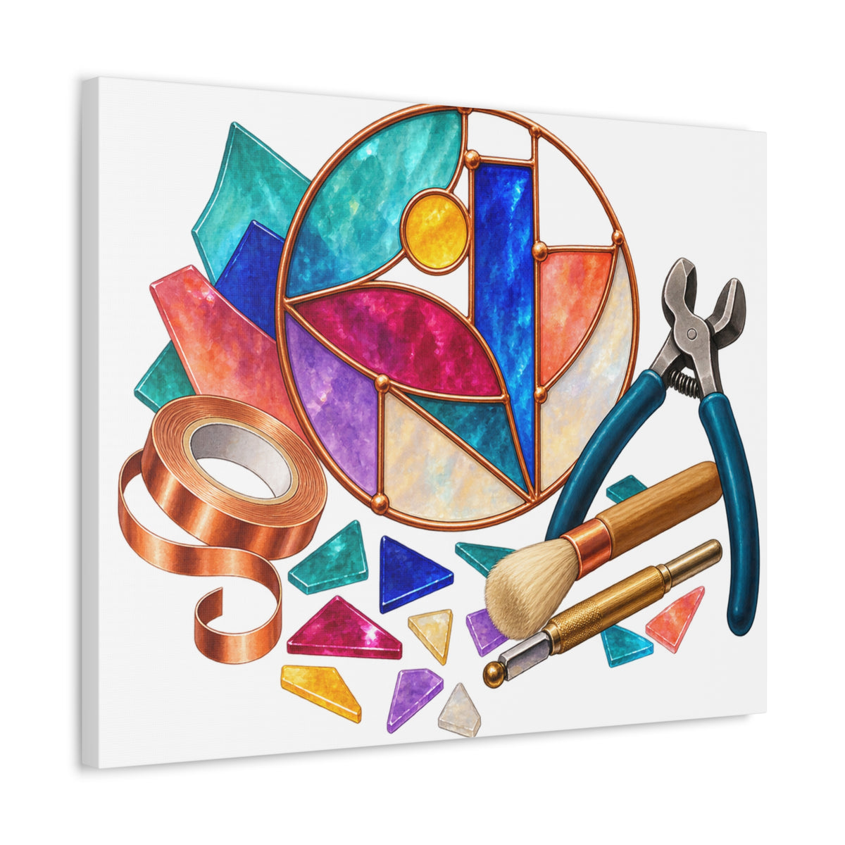 Abstract Stained Glass Suncatcher Workshop Canvas