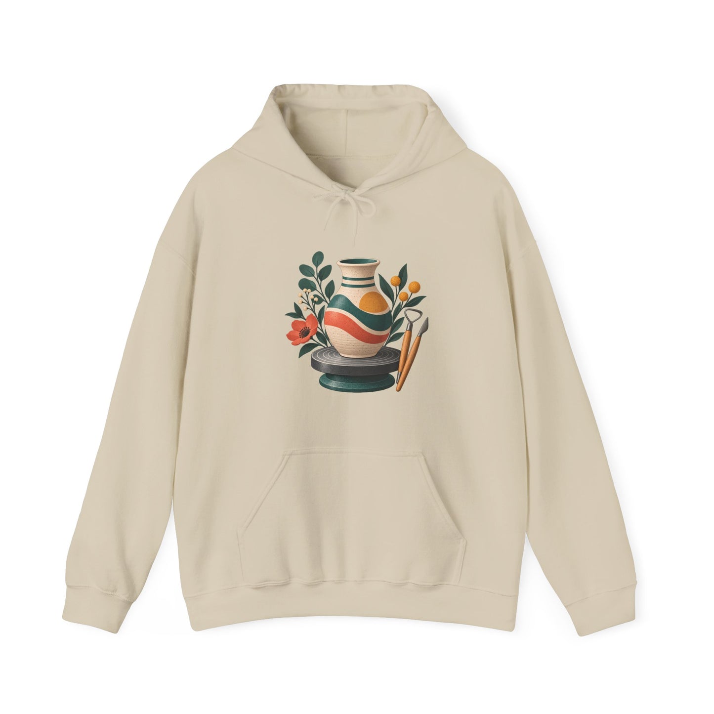 Midcentury Pottery Botanical Art Hoodie