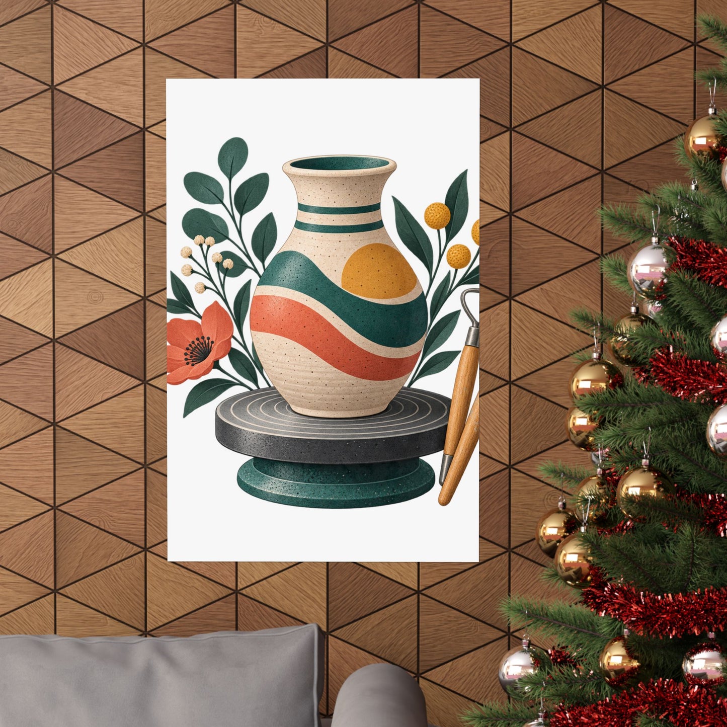 Midcentury Pottery Botanical Art Poster