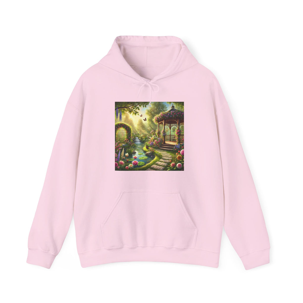 Sunlit Rose Gazebo Cottage Garden Hoodie