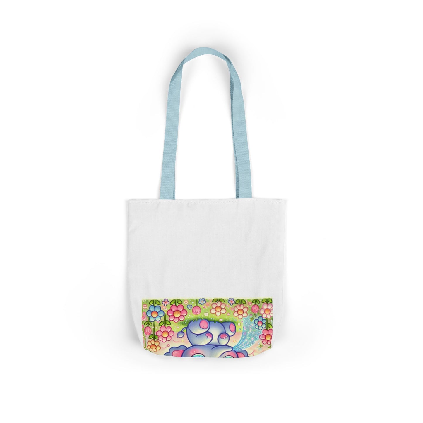 Pastel Rainbow Baby Elephant Floral Canvas Tote Bag