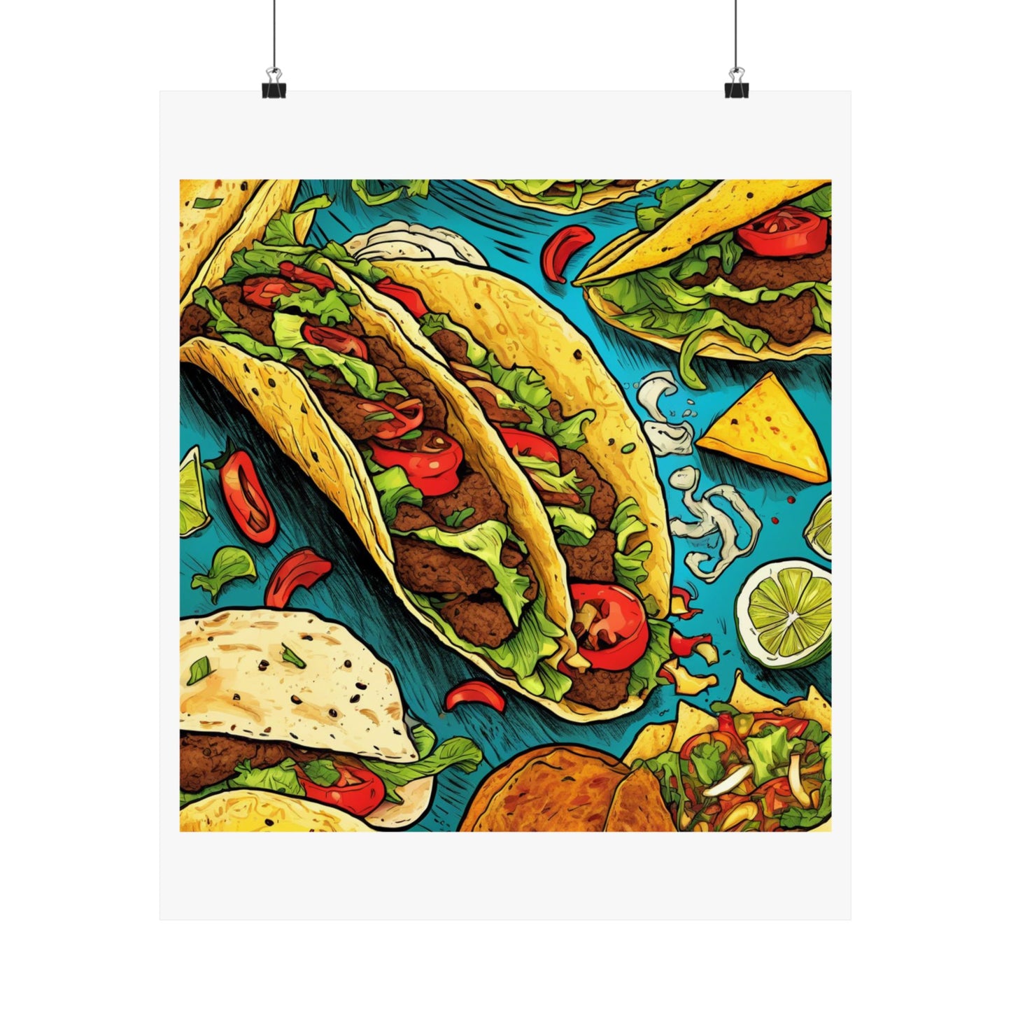 Taco Party Pattern Foodie Gift Art Poster