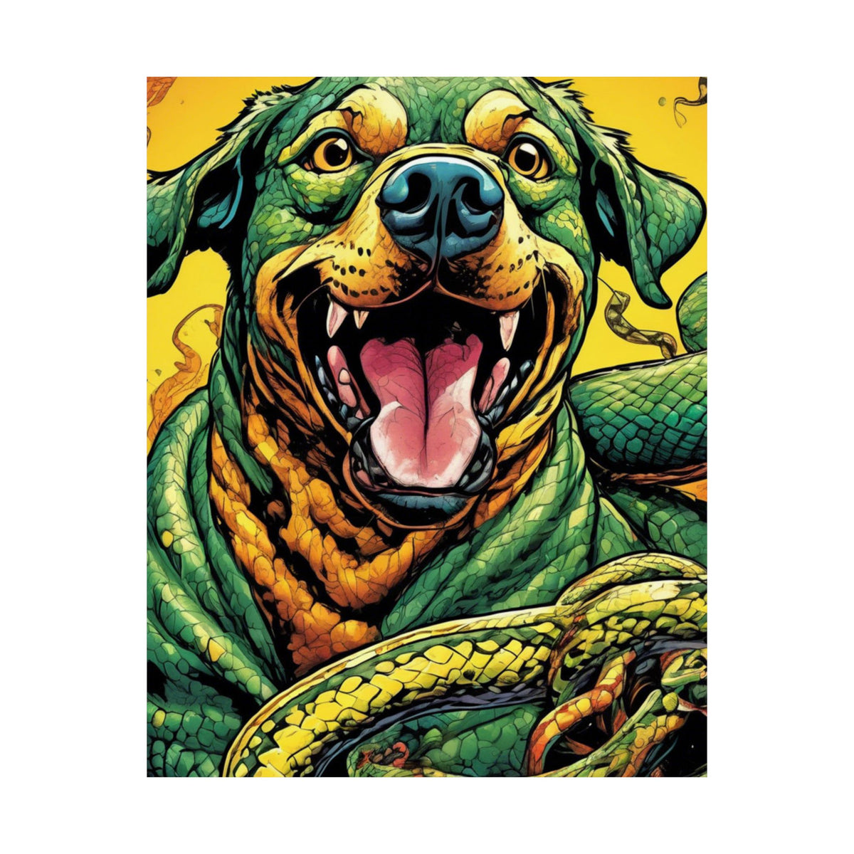 Surreal Serpent Hound Dark Fantasy Wall Art Poster