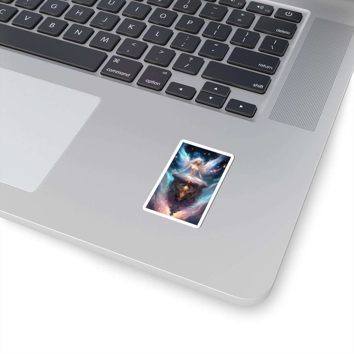 Celestial Winged Meditation Fantasy Portrait Sticker