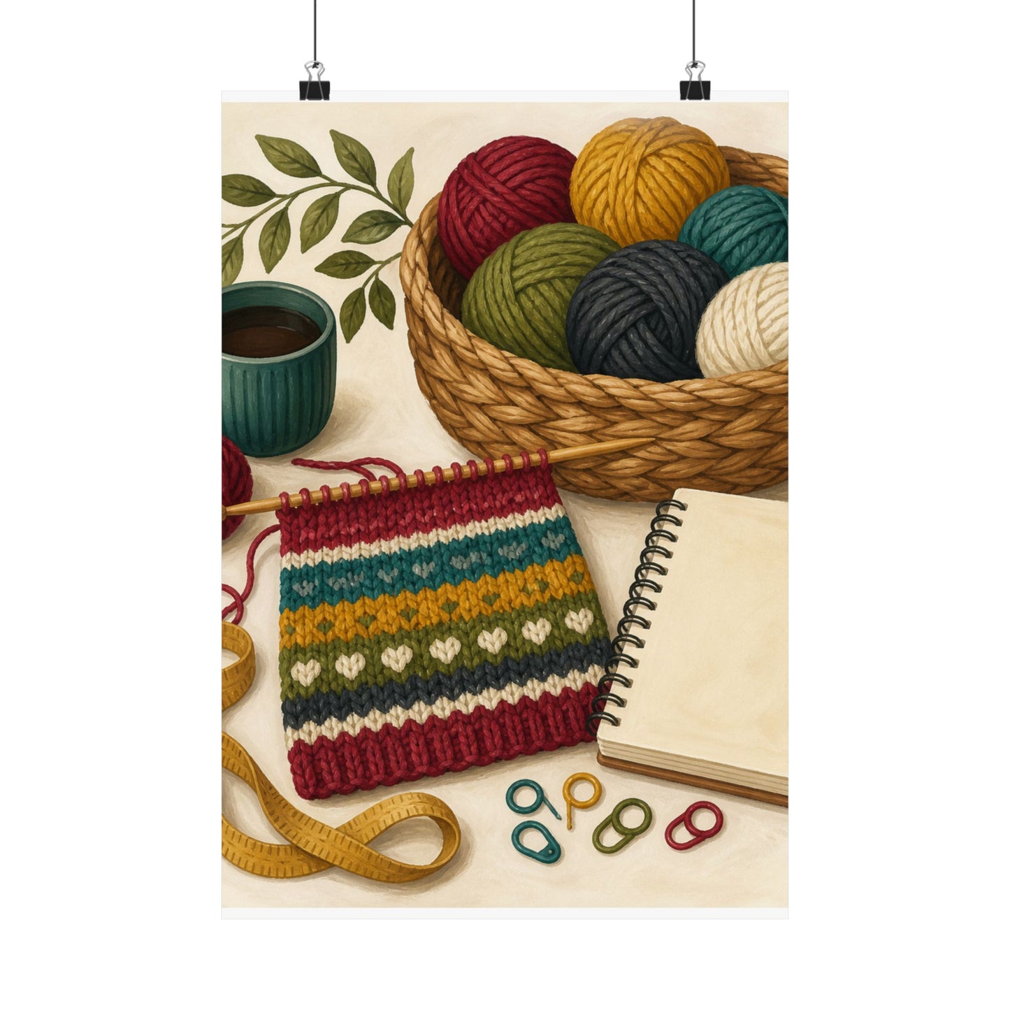Cozy Knitting and Yarn Hobby Art Poster