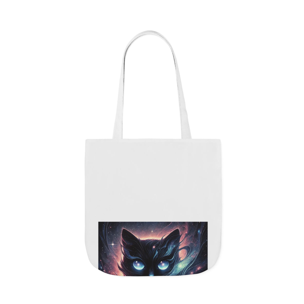 Cosmic Black Cat Galaxy Celestial Canvas Tote Bag