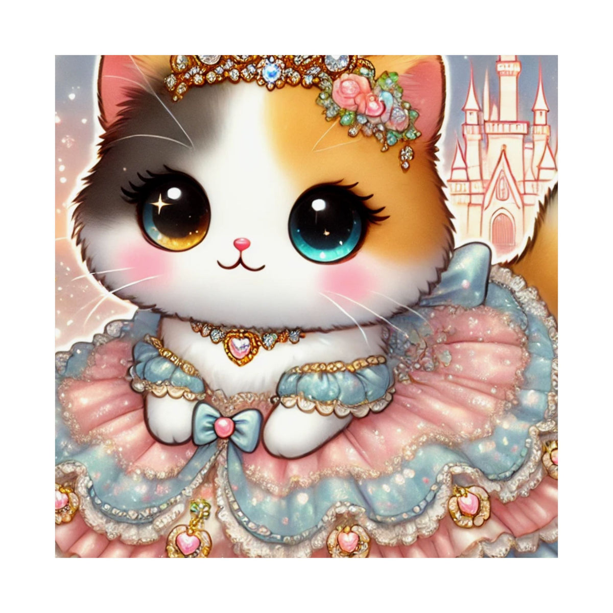 Pastel Princess Calico Cat Fantasy Wall Art Poster