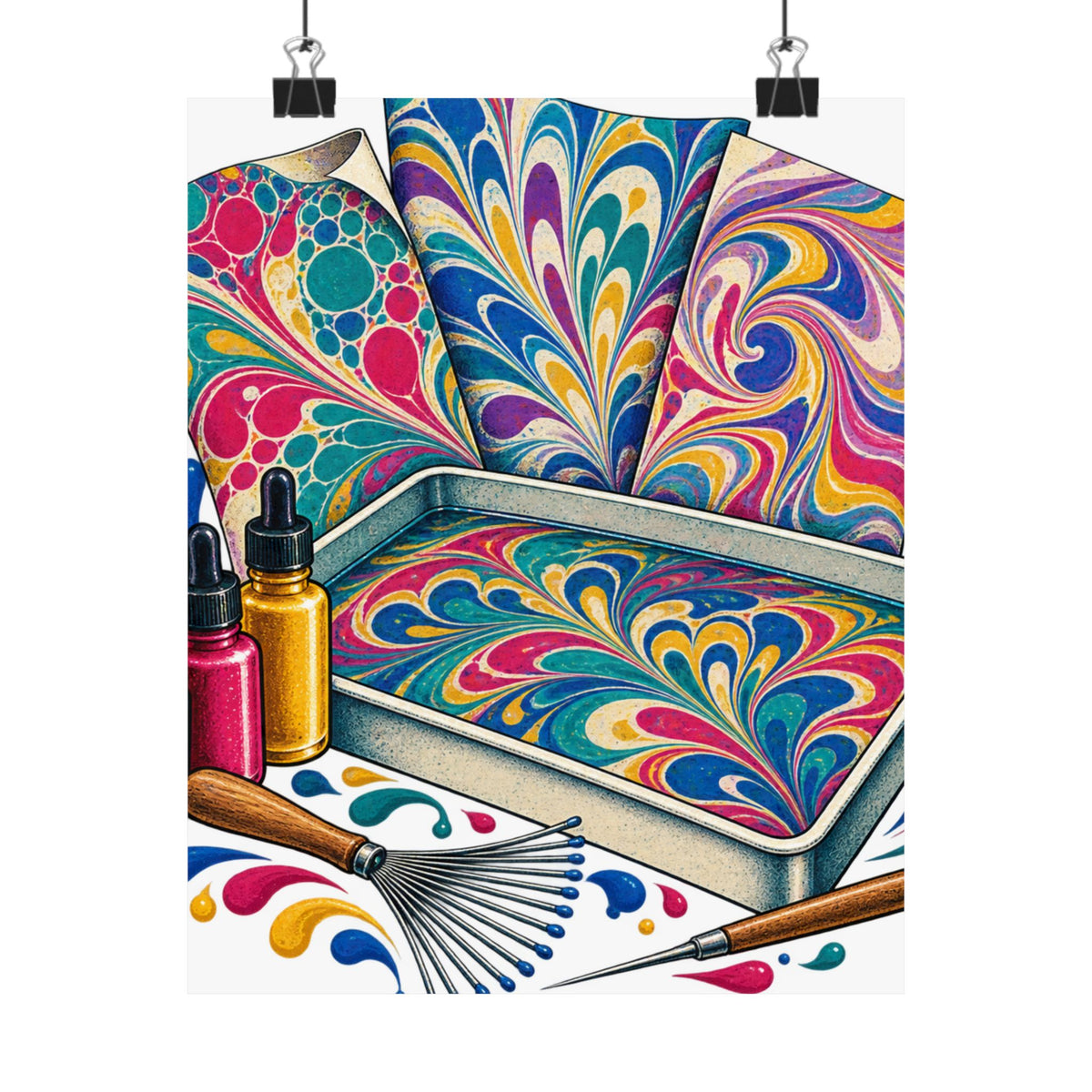 Colorful Paper Marbling Workshop Poster
