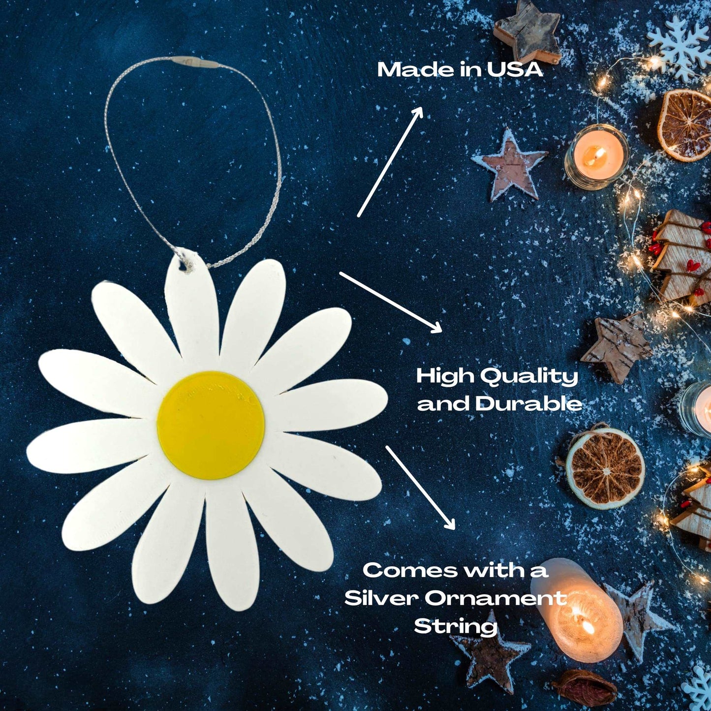 Daisy Flower Christmas Ornament - Perfect for Decorating your Christmas Tree - Decorative Holiday Ornament - Made in The USA