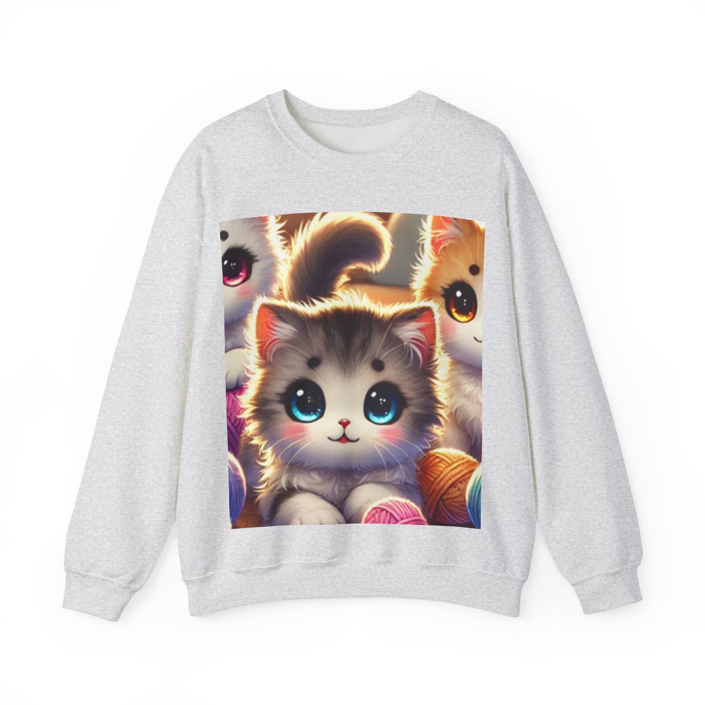 Cozy Yarn Kittens Cute Cat Lover Knitting Crew Sweatshirt Gift