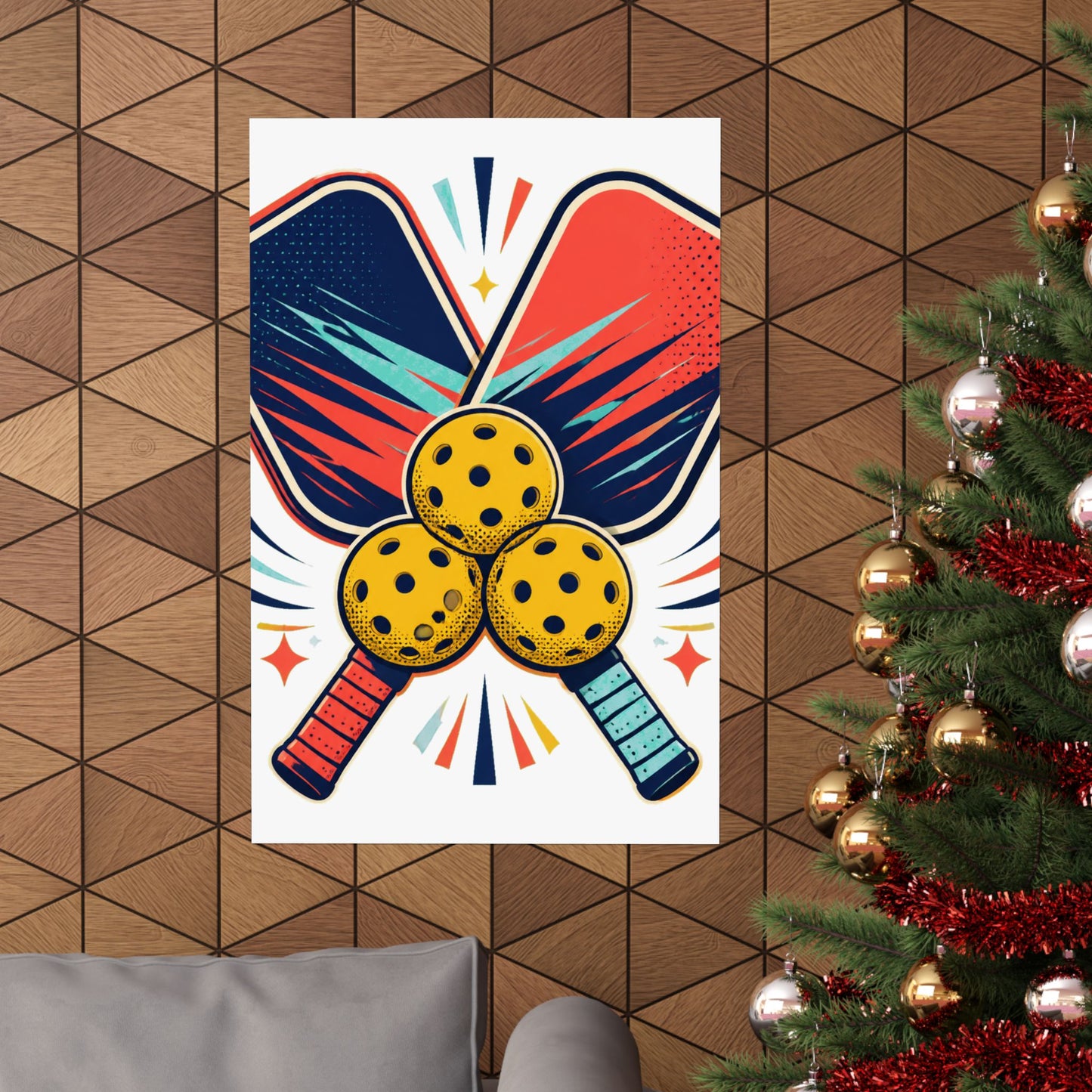 Retro Pickleball Paddles Recreational Sports Art Poster