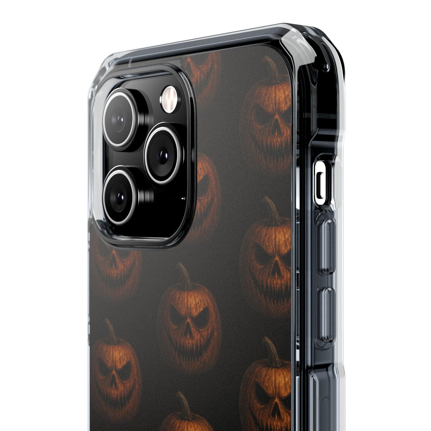 Magnet Cover, Halloween Pumpkin Spooky Phone Case, Horror Jack-O-Lantern Black Case, Magnetic Clear Impact Cover, Scary Cellphone Slim