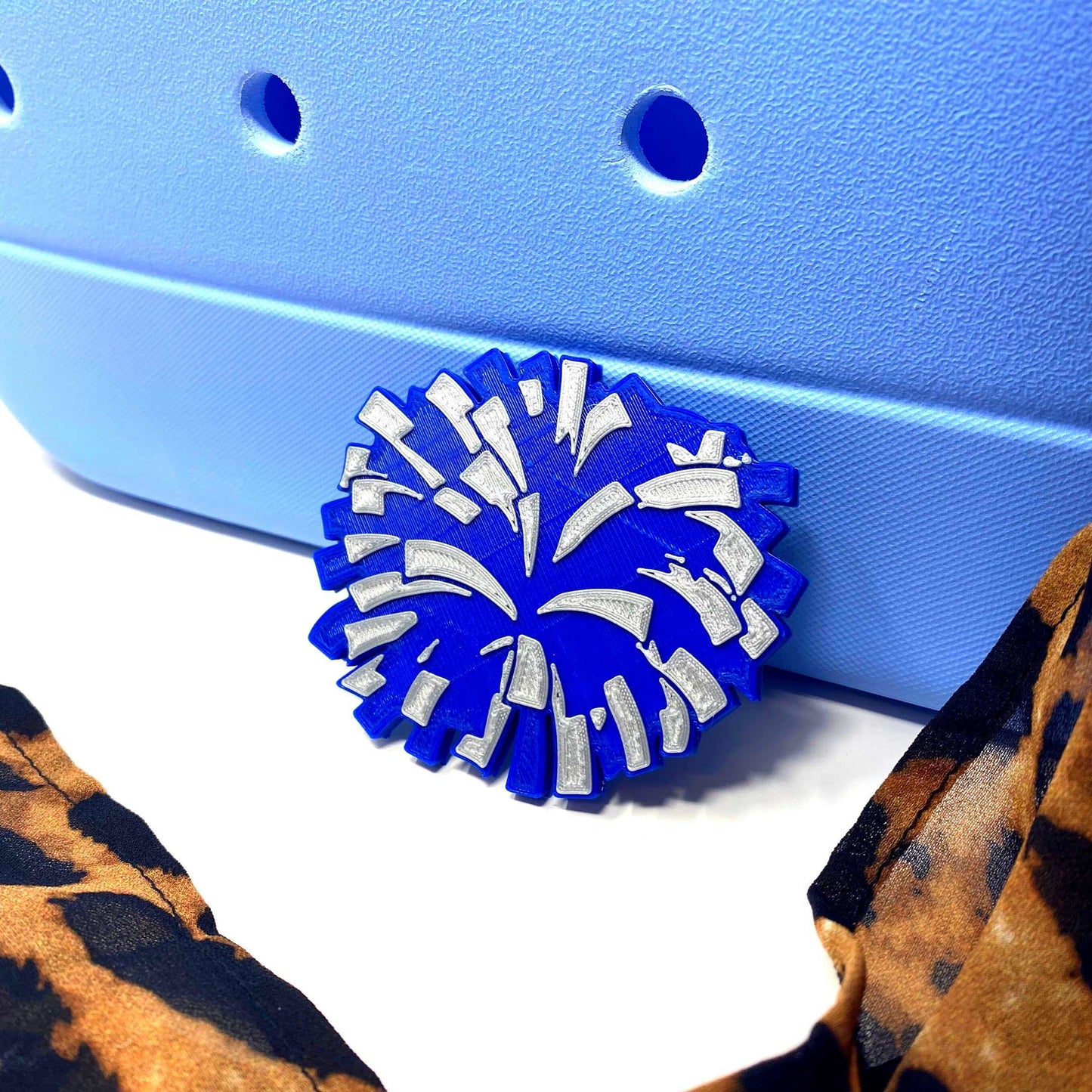 BOGLETS - Cheerleading Charm Compatible with Bogg Bags - Decorative Charm for Bogg Bags & Other Tote Bags (Blue Pom Pom)
