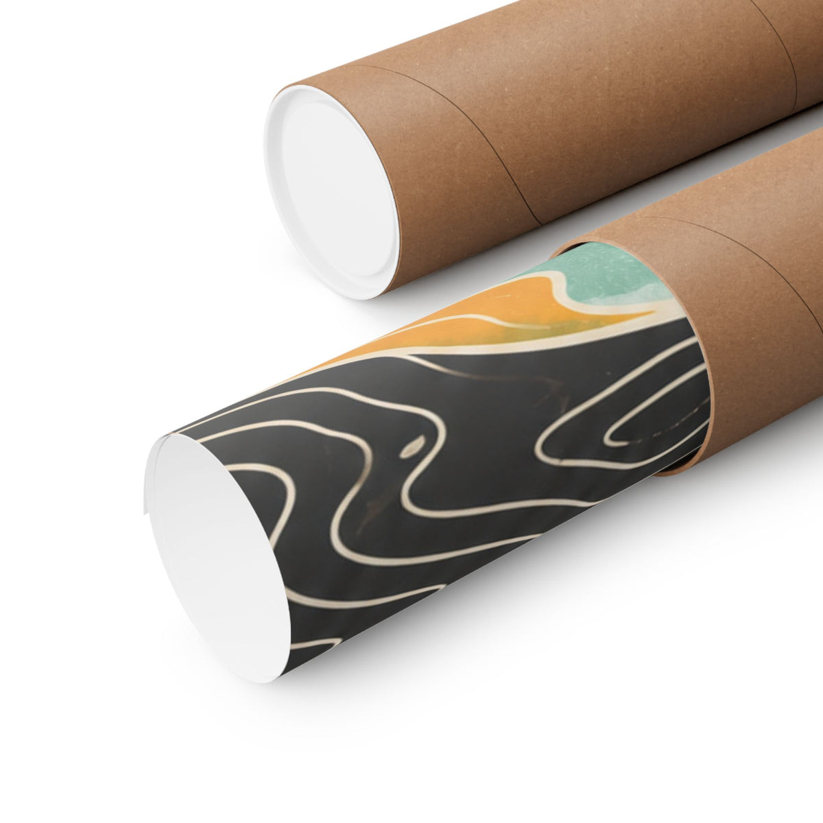 Topographic Sunrise Mid Century Mountain Art Poster