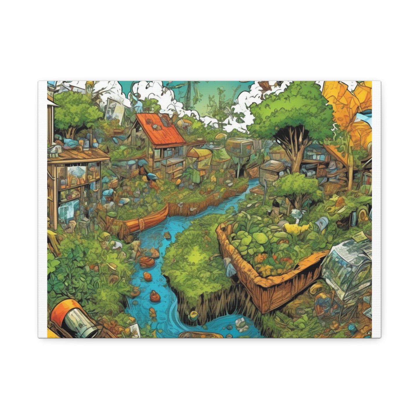 Whimsical Garden Stream Nature Gift Art Canvas
