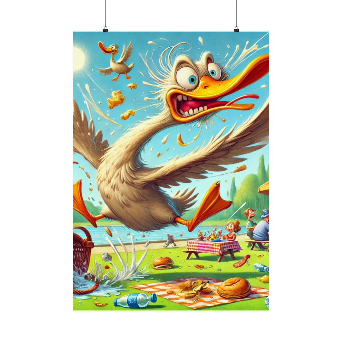 Chaotic Picnic Duck Funny Summer Wall Art Poster