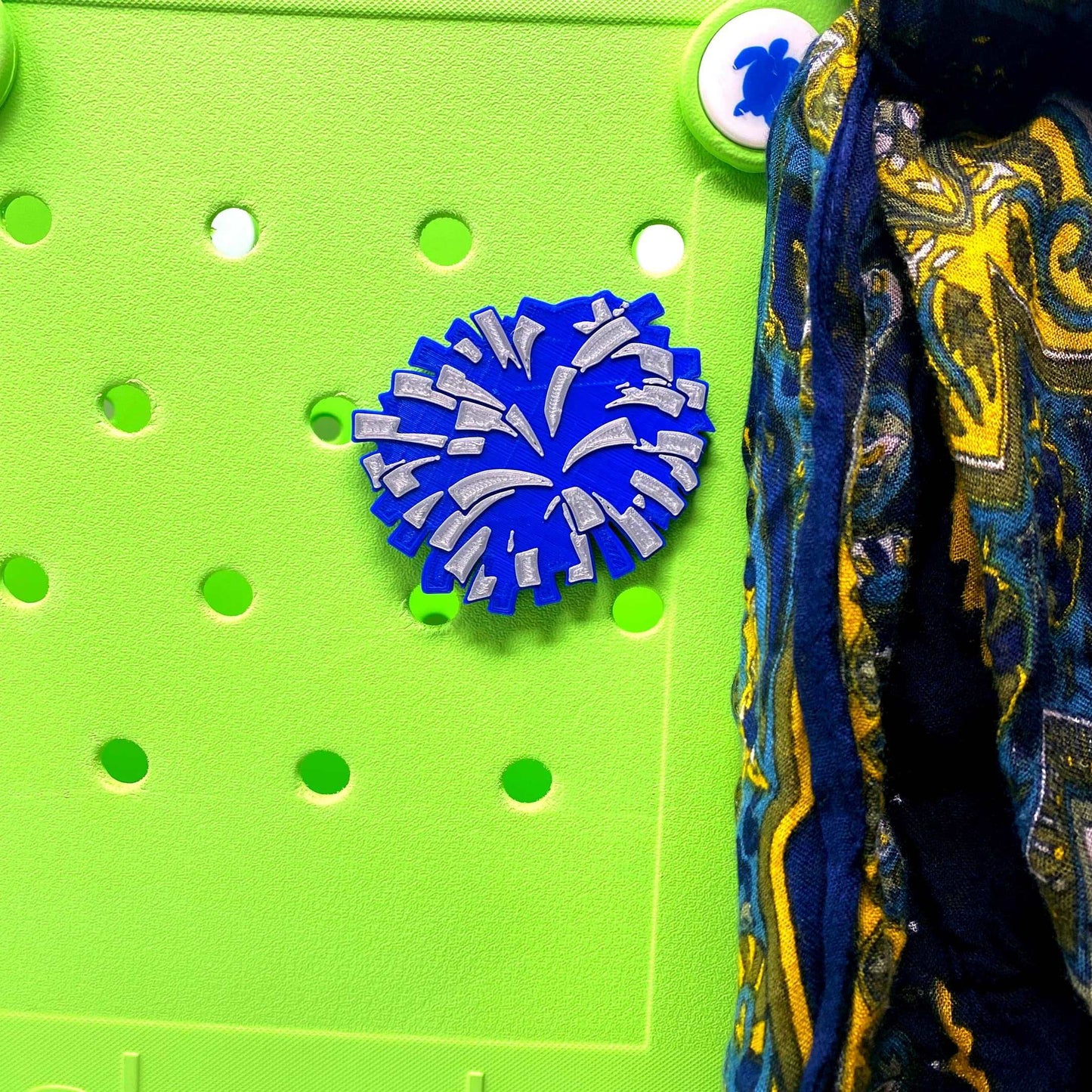 BOGLETS - Cheerleading Charm Compatible with Bogg Bags - Decorative Charm for Bogg Bags & Other Tote Bags (Blue Pom Pom)