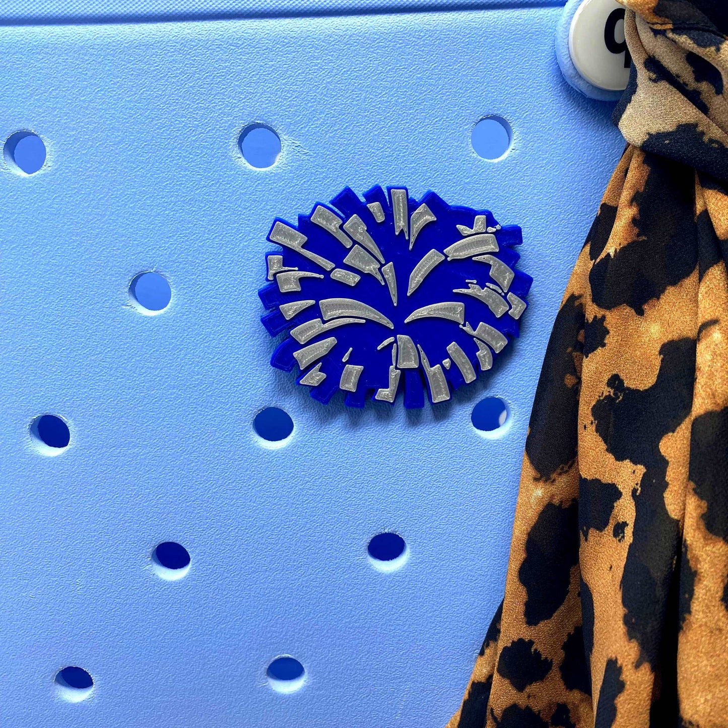 BOGLETS - Cheerleading Charm Compatible with Bogg Bags - Decorative Charm for Bogg Bags & Other Tote Bags (Blue Pom Pom)