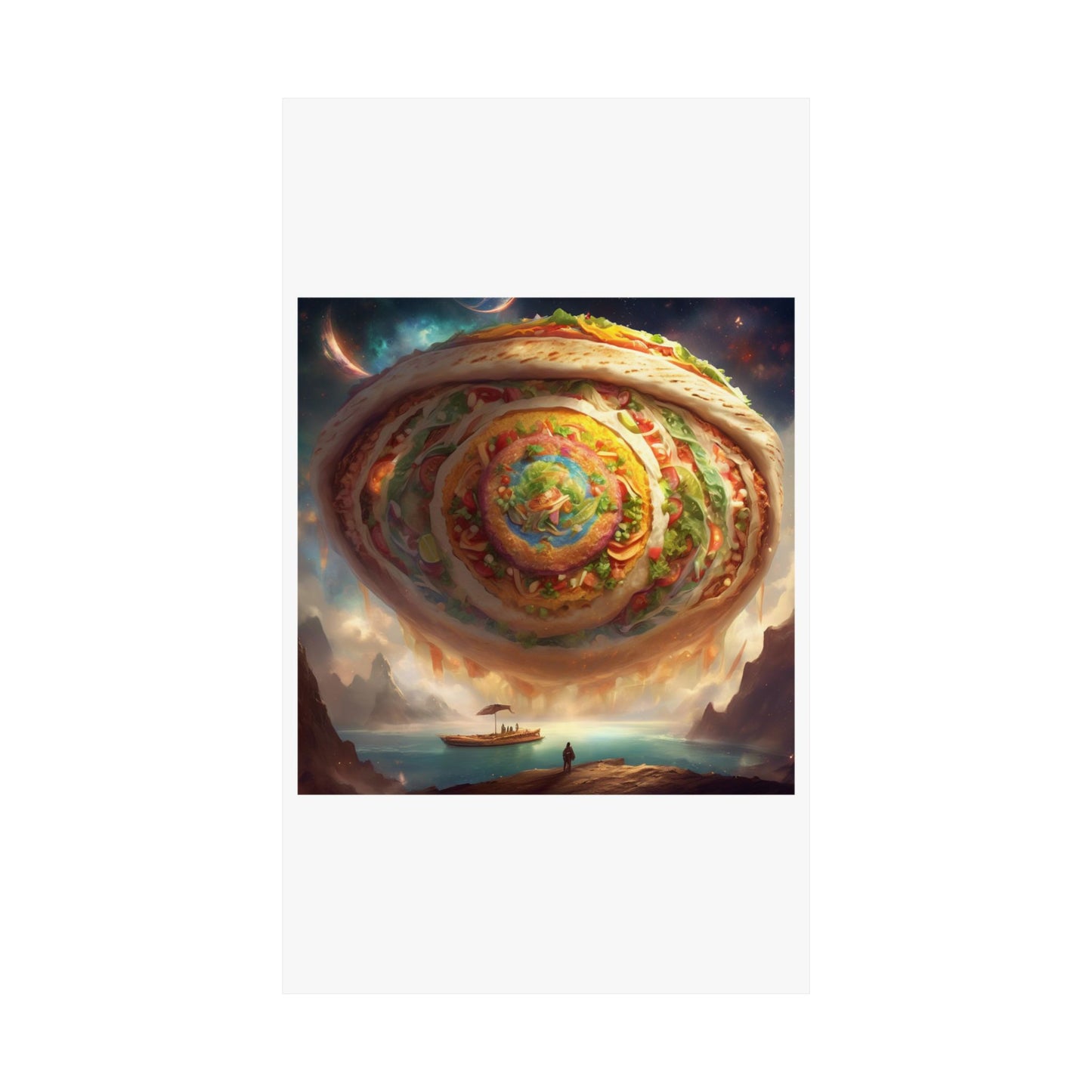 Cosmic Taco Portal Surreal Food Fantasy Art Poster