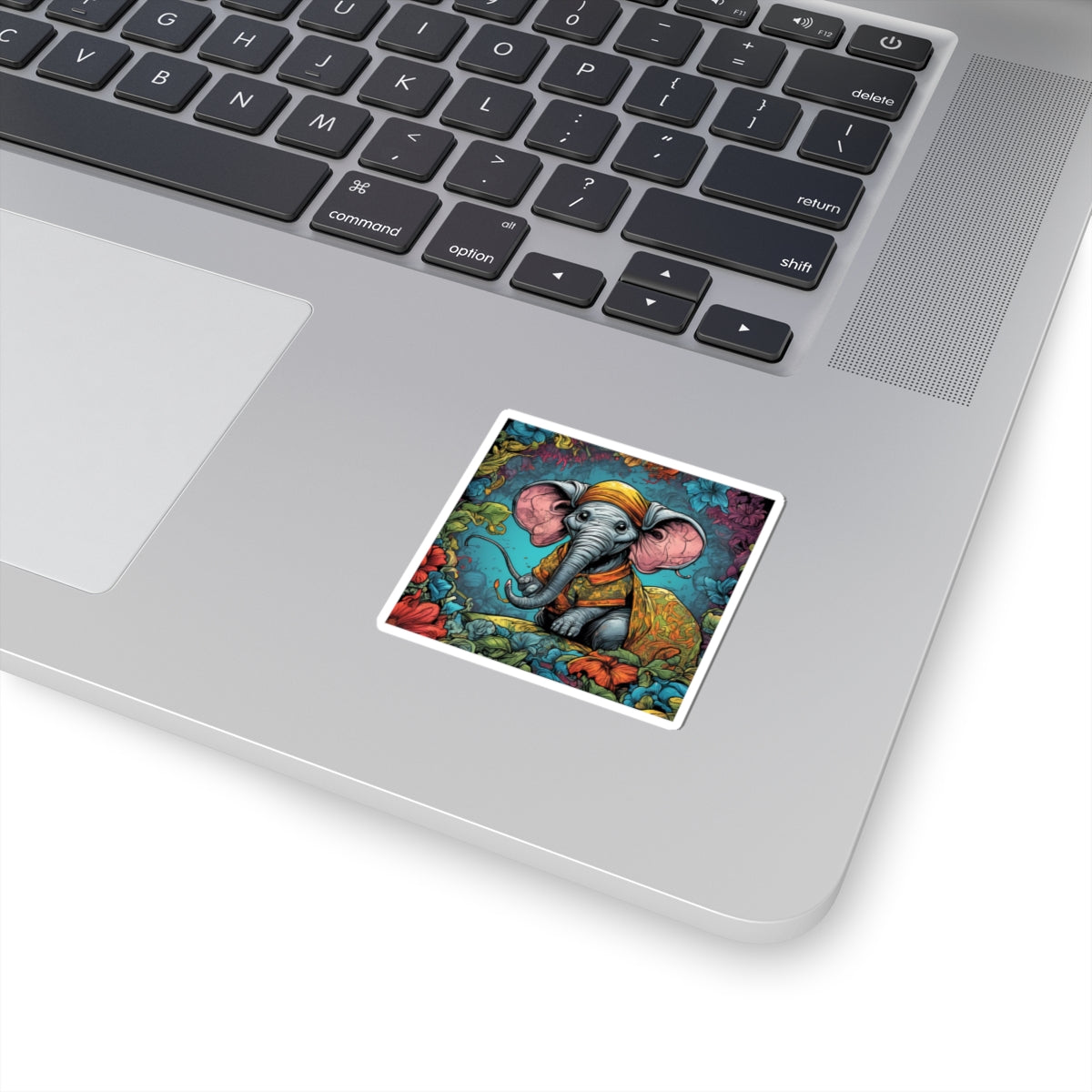 Colorful Storybook Elephant Floral Garden Sticker