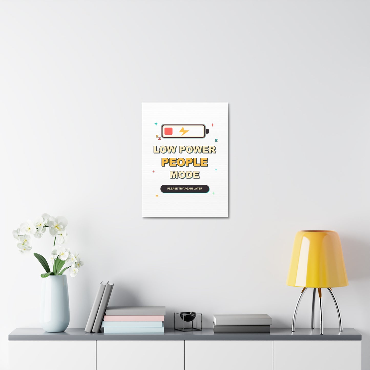 Low Power People Mode Funny Introvert Social Battery Canvas