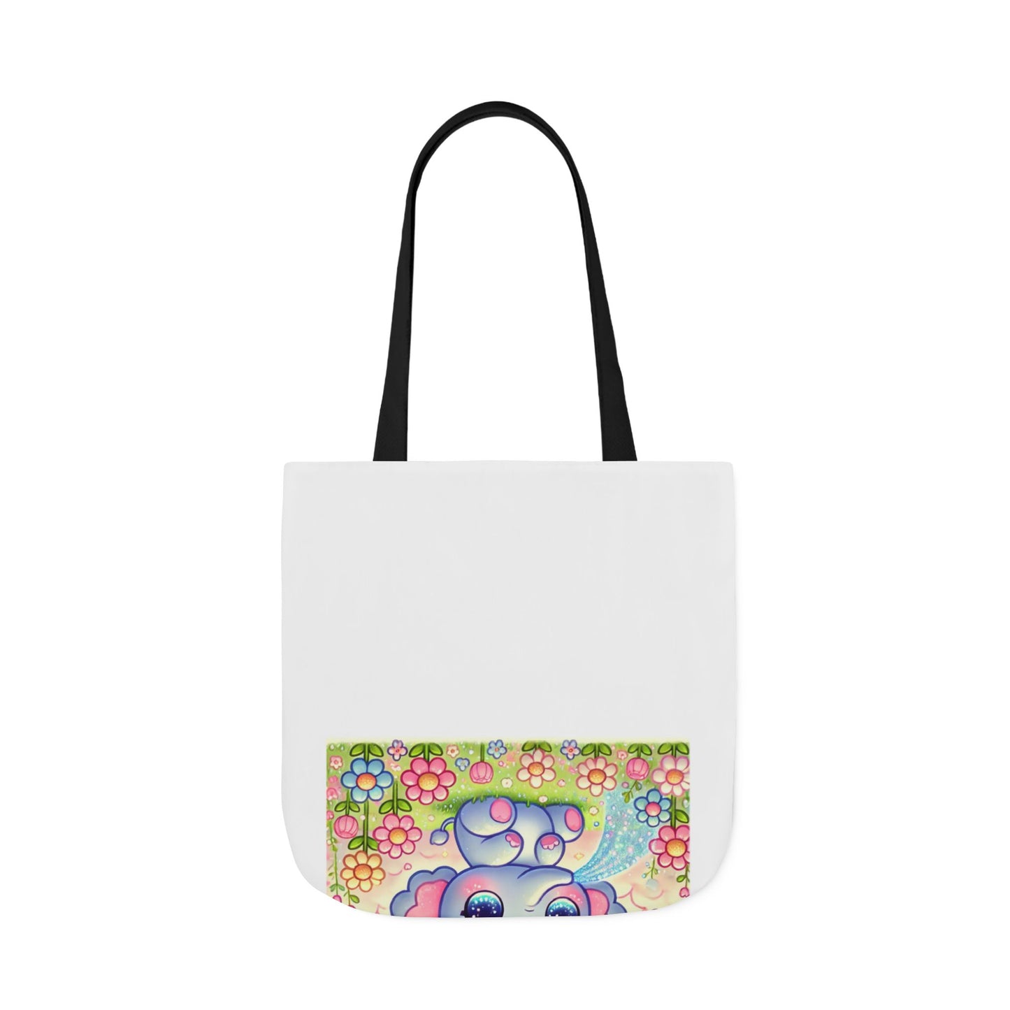 Pastel Rainbow Baby Elephant Floral Canvas Tote Bag