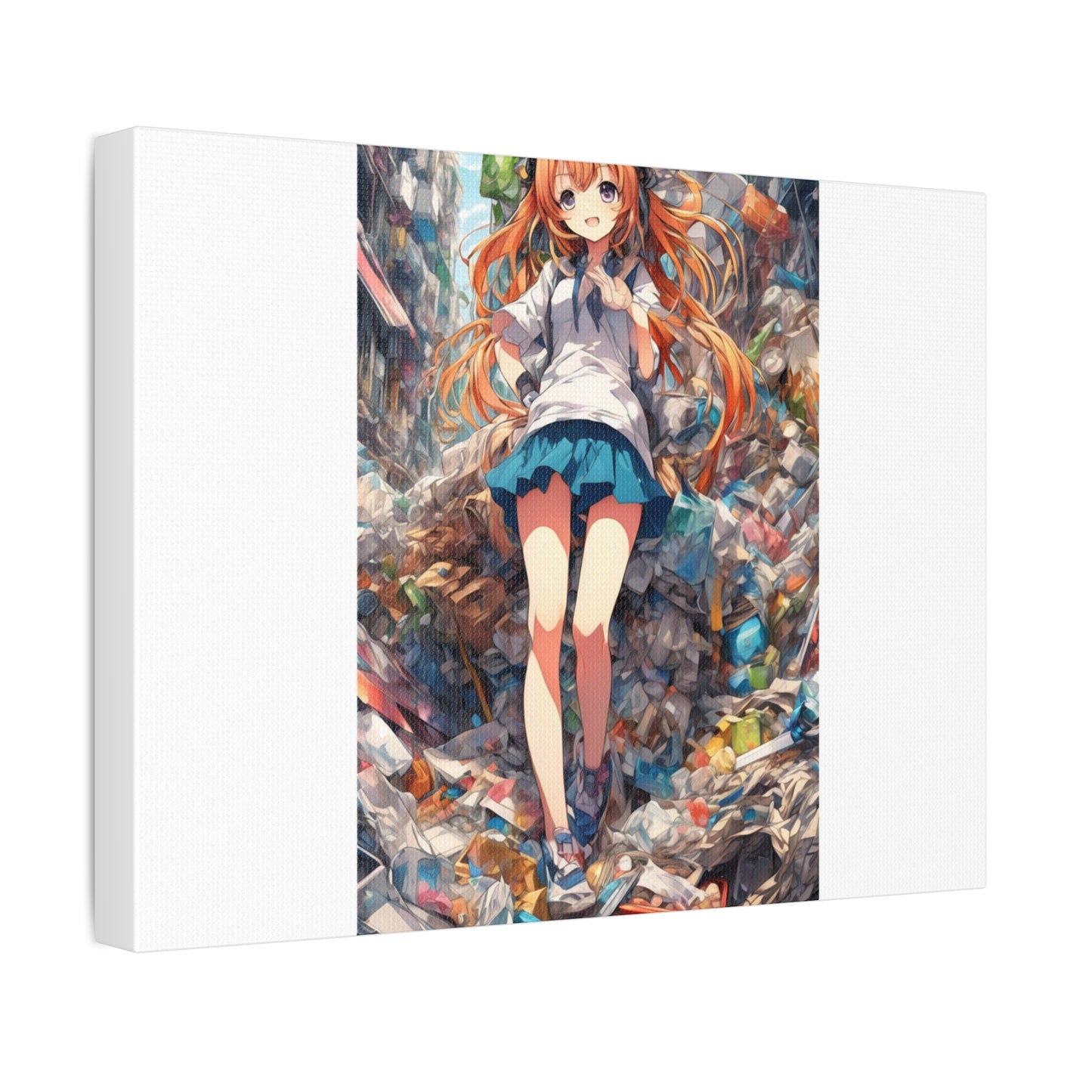 Recycling Rescue Anime Heroine Eco Street Art Canvas