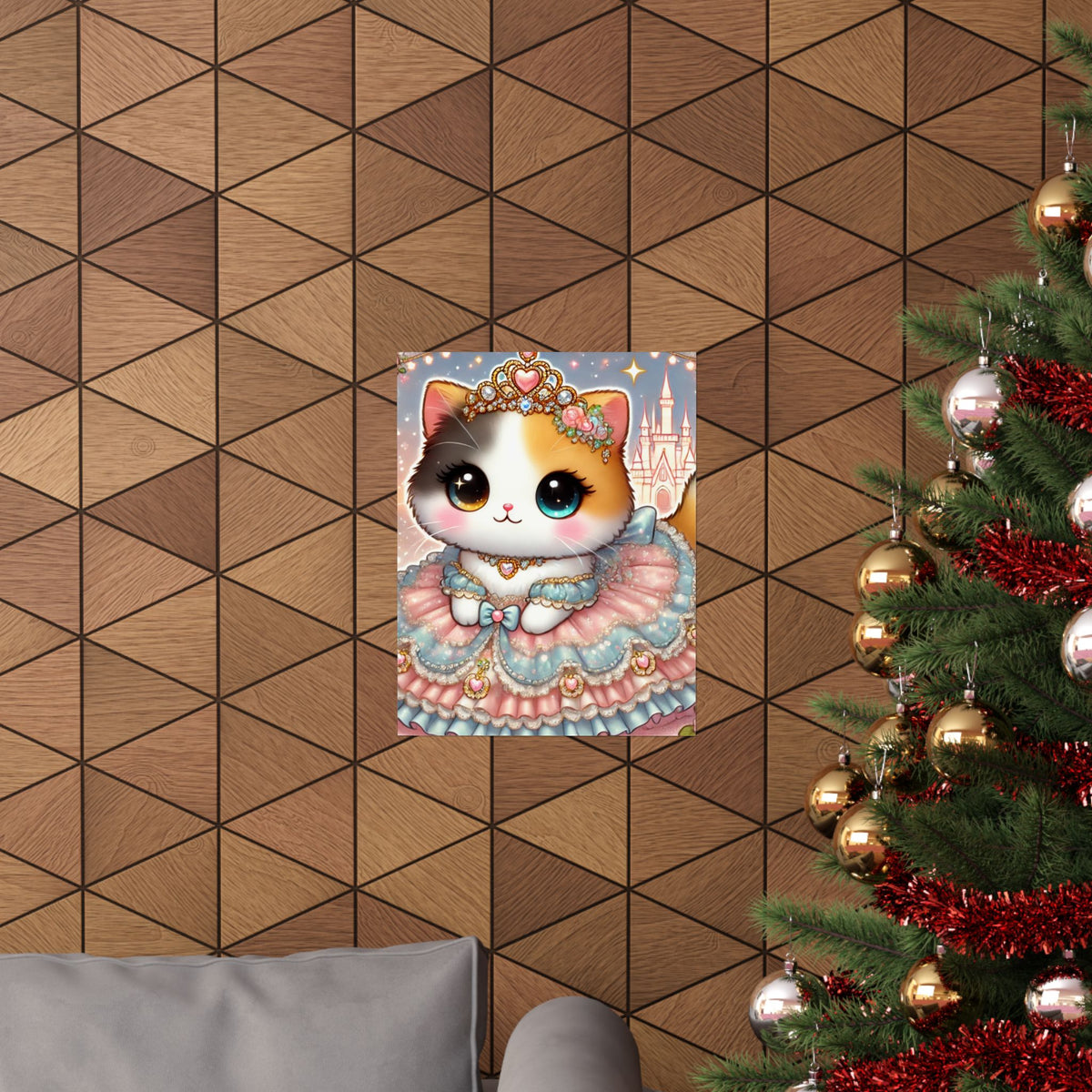 Pastel Princess Calico Cat Fantasy Wall Art Poster
