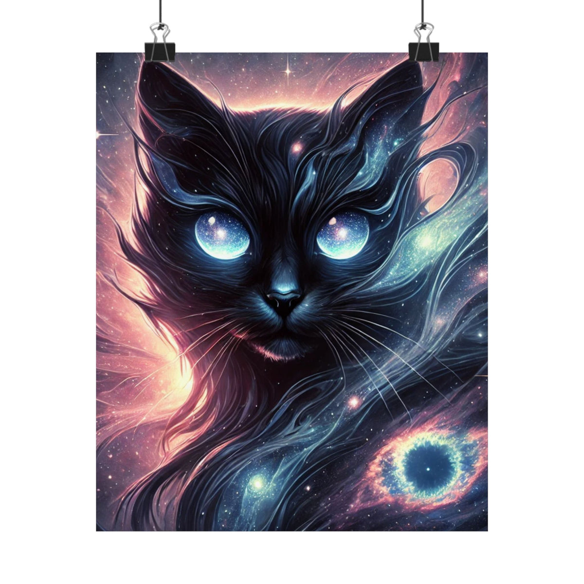 Cosmic Black Cat Galaxy Celestial Wall Art Poster