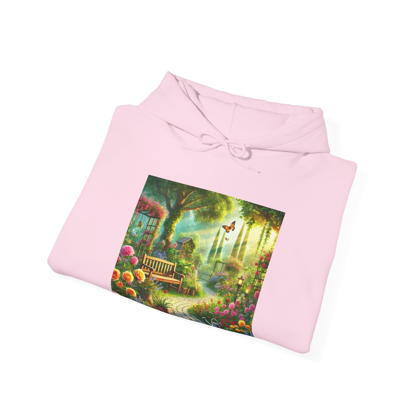 Sunlit Spring Flower Garden Bench Hoodie