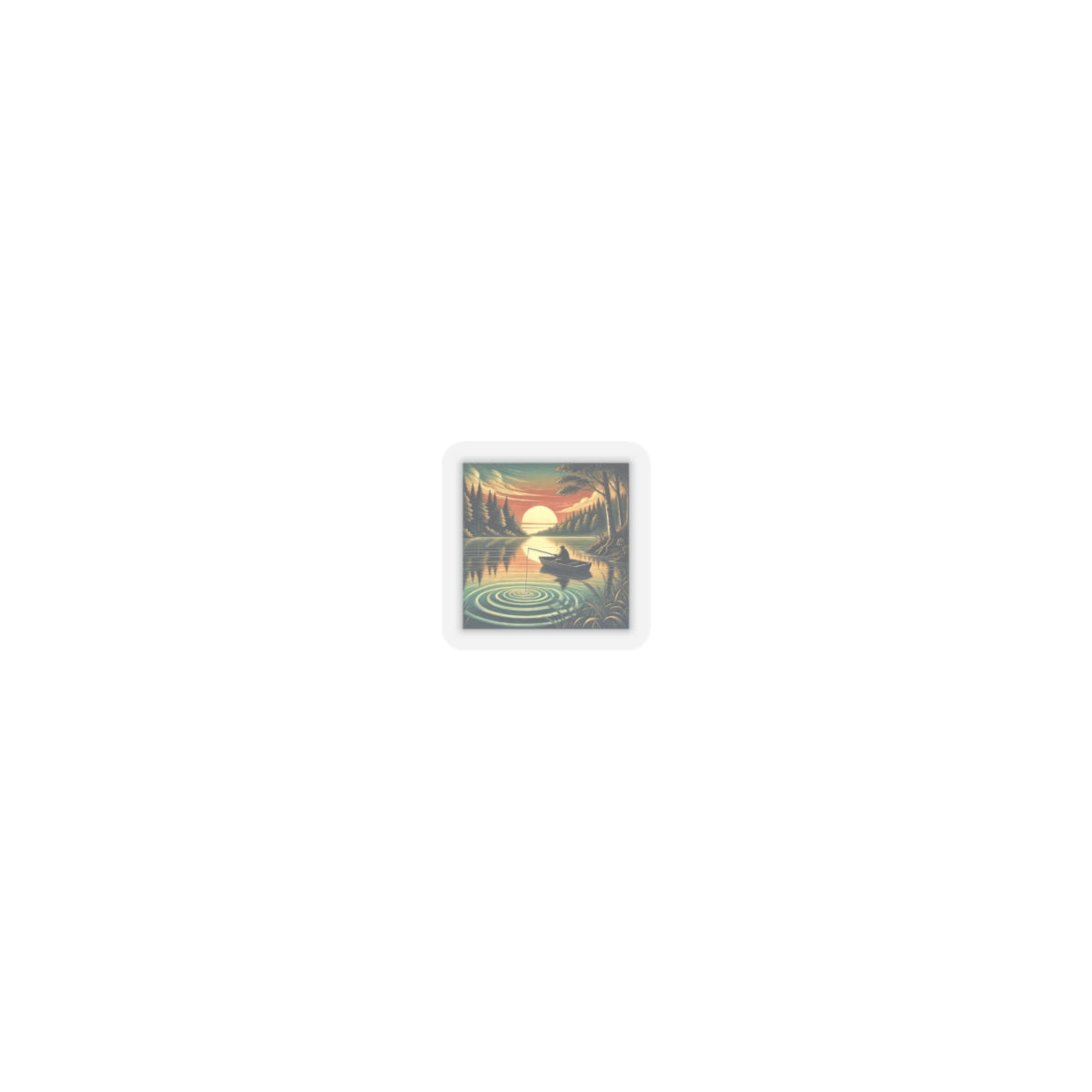 Sunset Lake Fishing Retreat Angler Sticker for Outdoor Gear Gift