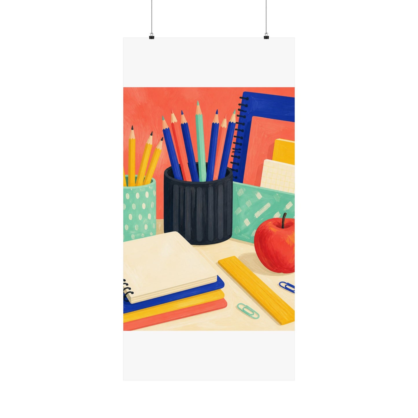 Colorful Teacher Desk Supplies Art Poster