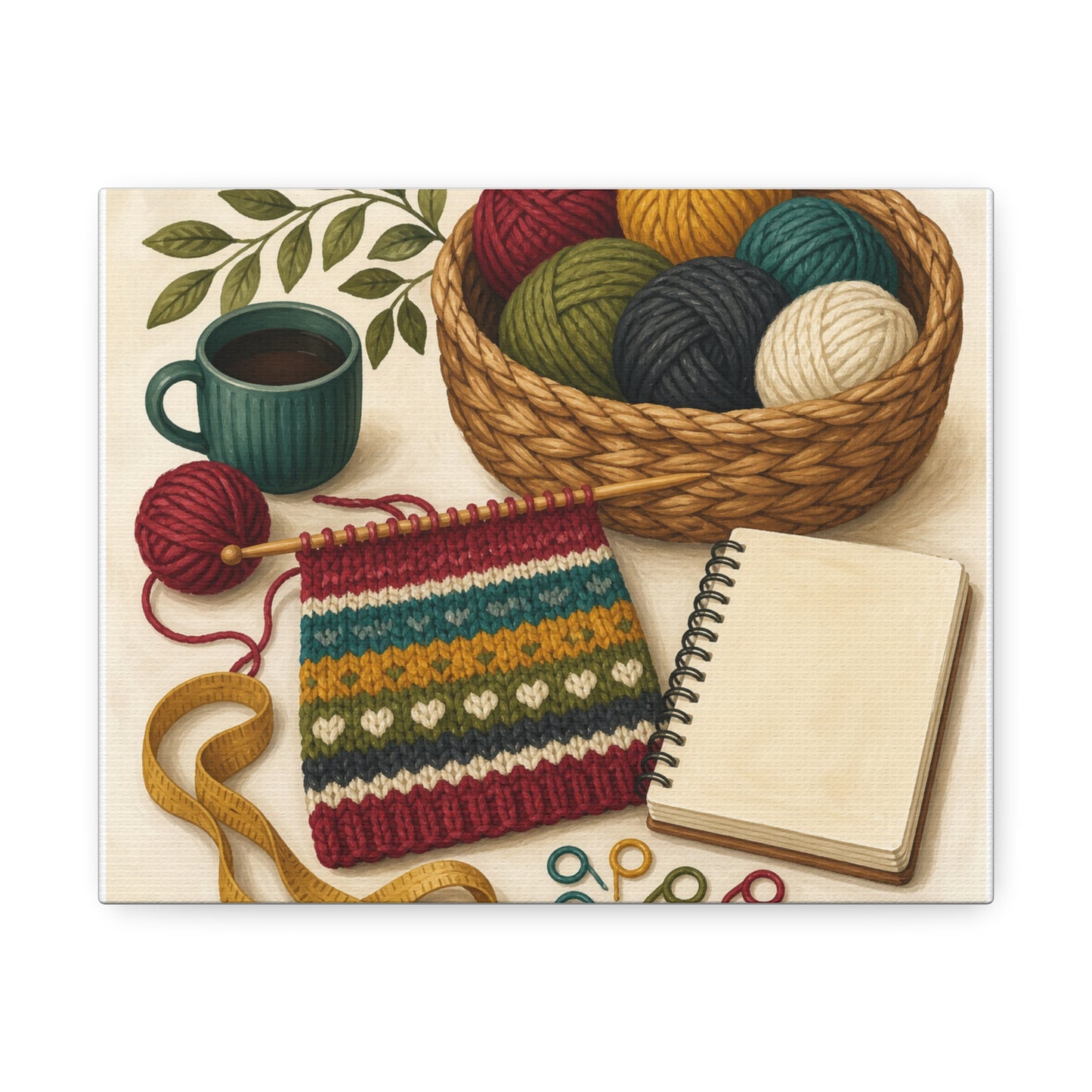 Cozy Knitting and Yarn Hobby Art Canvas Art